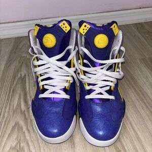 Reebok Shaqnosis Pump Purple Gold Lakers High Top Sneakers Mens 11 Sz11 EU45